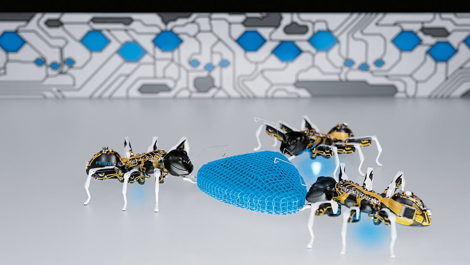 Bionic Ants: Die bionischen Ameisen üben kooperatives Verhalten wie ihr natürliches Vorbild. Fotos: Festo