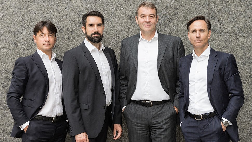 Die Aurum-Interim-Managing-Partner (von links): Geschäftsführer Axel Oesterling, Pascal Krevet, Dr. Guido Klenter und Samir Jajjawi. Fotos: Aurum Interim