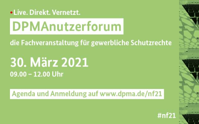 Jetzt anmelden: Fachtagung DPMAnutzerforum am 30. März 2021!