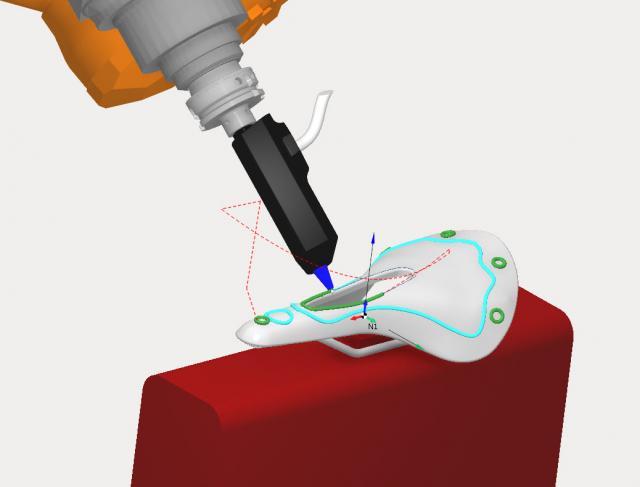SprutCAM Robot Klebeauftrag mit Dosiereinheit